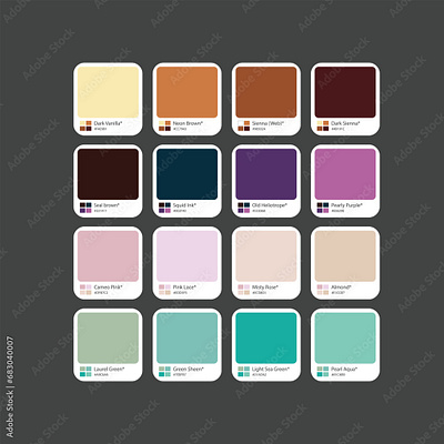 RGB soft vibrant color palette for UI_UX design with hex colour