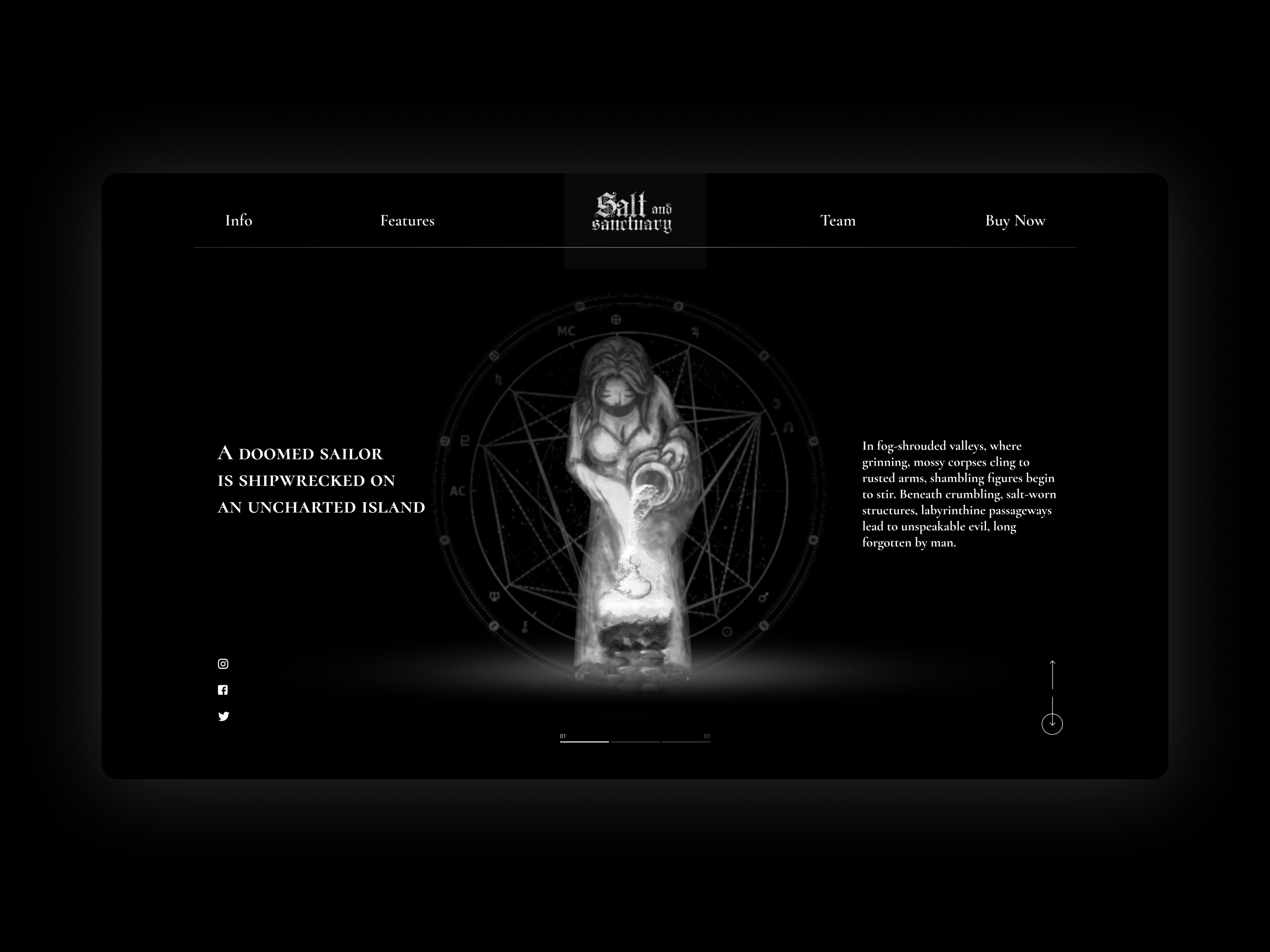 "Salt and Sanctuary" Game Website 2d game black branding dark souls footer game website gaming graphic design hero page informational website one page redesign ui ux ux design web design website website design