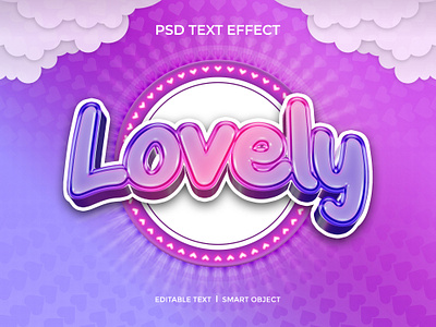 Lovely with heart decoration text effect 3d 3d text clouds feminine graphic design heart layered text effect love lovely neon pink psd text soft text effect text style valentine word