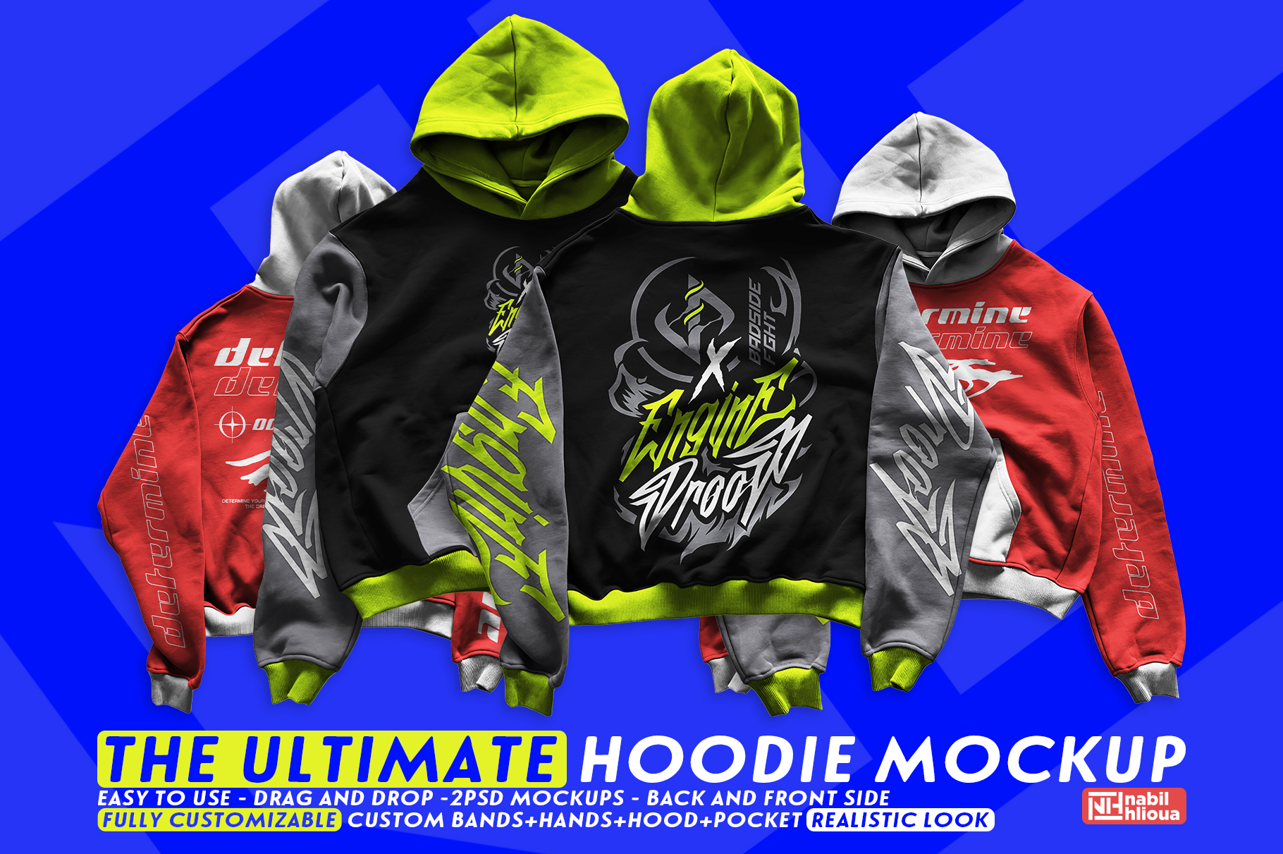 the ultimate hoodie mockup PSD template back and front by Nabil