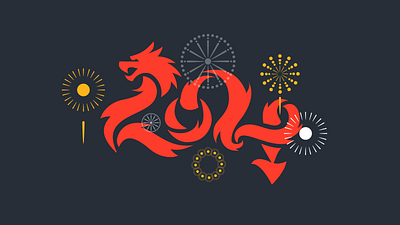 Happy New Year 2024 2024 brand identity dragon illustration logo logo design type typography vector year of the dragon