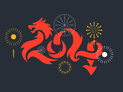 Happy New Year 2024 2024 brand identity dragon illustration logo logo design type typography vector year of the dragon