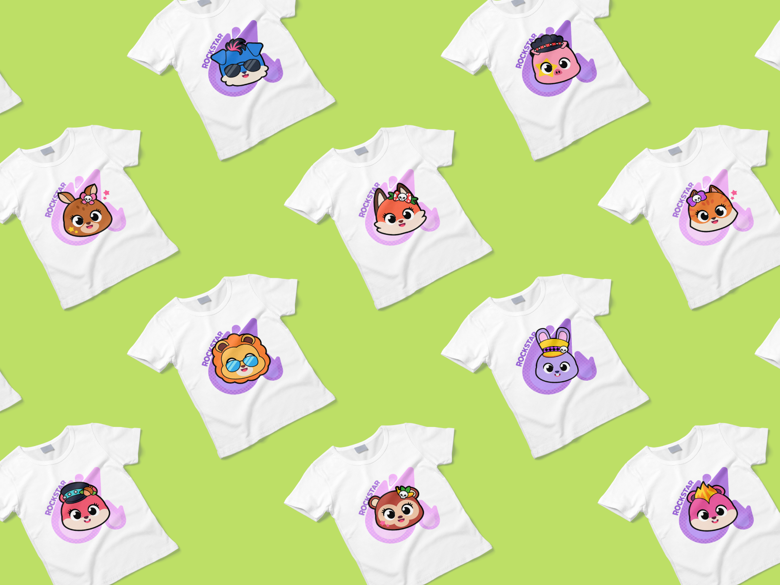 T Shirt with rockstar animals by Guillermo Izaguirre on Dribbble