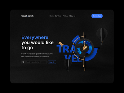 travel.bench 3d design ui ux