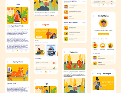 Mobile Application Concept - Empath app children design illustration kids mobile app mockup prototype ui uiux ux uxui