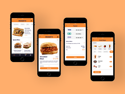Trandy's - food ordering App app application checkout design food food ordering homepage mobile app ordering sandwich ui uiux ux uxui