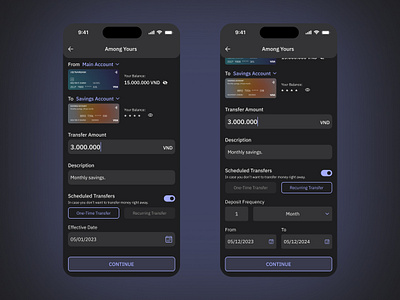 Mobile Banking - Scheduled Transfers app bank design mobile banking shot ui ui showcase uiux user interface ux