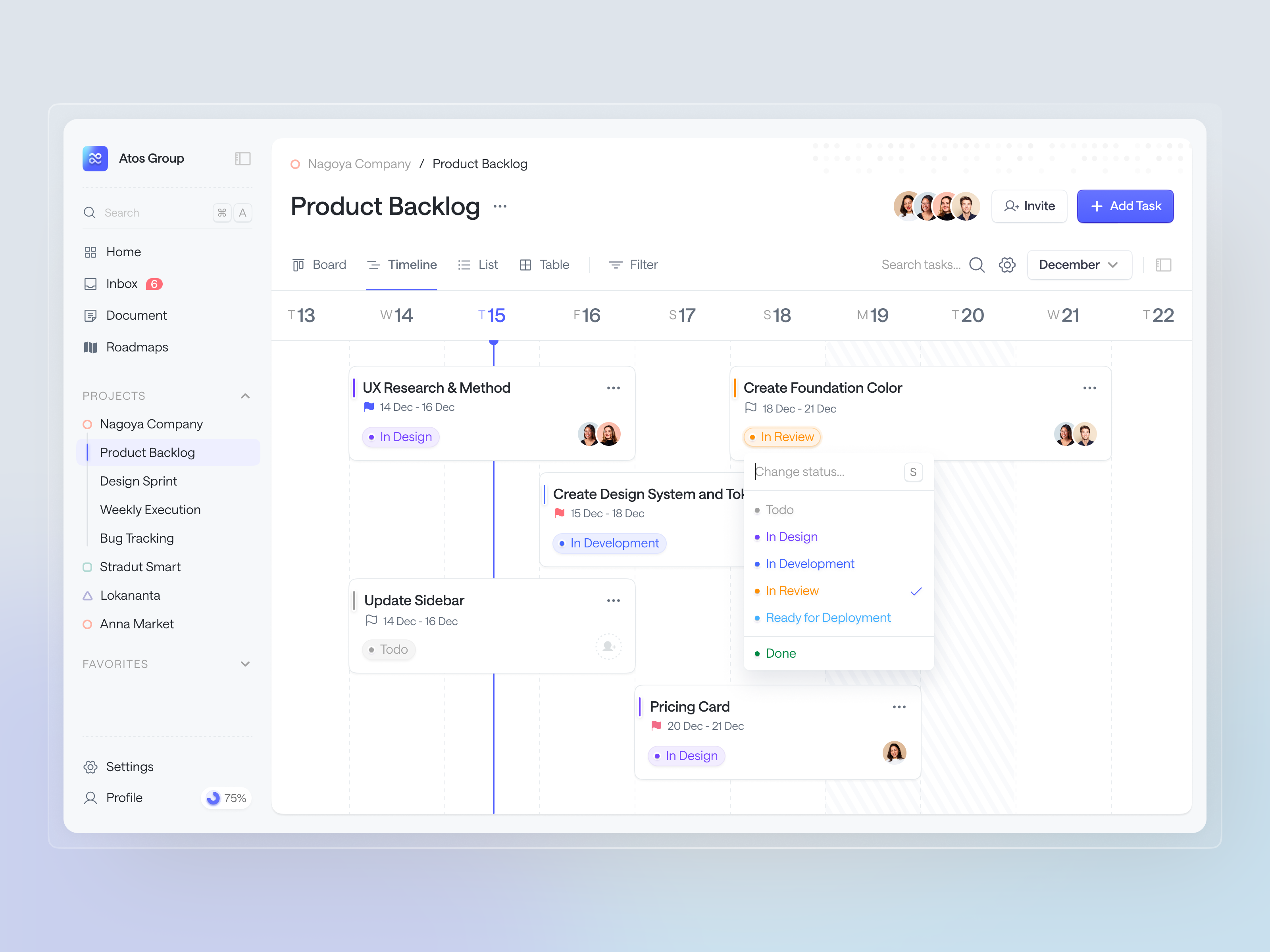 Atos - Task Management Dashboard by Azie Melasari for Odama on Dribbble