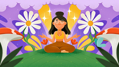 Forest meditation animation character characters design digitalart dribbble illustration illustrator meditation yoga