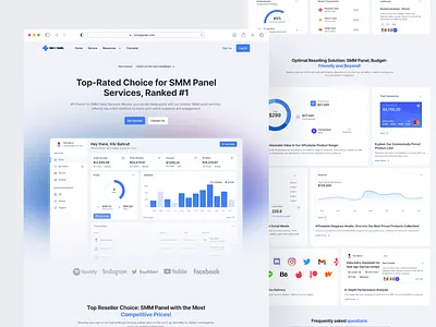 SMM Panel Landing Page 2024 dashboard smm design landing page followers design marketing media smm smm panel smm panel dashboard smm panel design smm panel landing page ui smm pwebsite smm sass social website sass wordpress