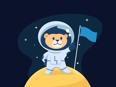 Lion illustration cartoon flat graphic design illustration lion moon work