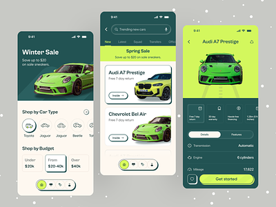 Car Store App UI app bmw buy car car app car concept design ios app luxurious car mercedes mobile ofspace online store rent smart car sports car store tesla toyota transport