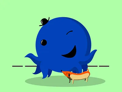 Oswald (Day 14/30 Vector Art Illustration) adobe cartoon dailyui design dog drawing figma flat graphic design highlight illustration illustrator octopus oswald reflection shadow sketch ui wennie wink
