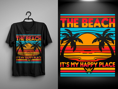 THE BEACH T-SHIRT DESIGN adobe illustrator adobe photoshop birds colorful custom t shirt design graphic design illustration the