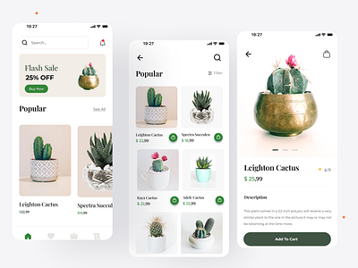 Simple UI Plant Shop app design figma illustration ui ux