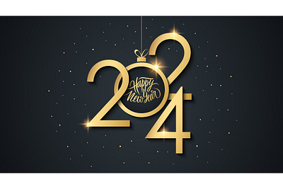 2024 Festive Set Happy New Year 2024 banner banner black calligraphy christmas ball decoration gold golden calligraphy greeting card handwritten happy new year holiday illustration lettering luxury new year new year 2023 new year card photo overlay png season