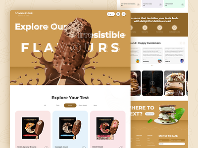 Connoisseur Ice-Cream Redesign Concept candy cream dessert flavours food ice cream icecreamdelight landing shop sticks summer sweet tubs ui ux web design webredesign