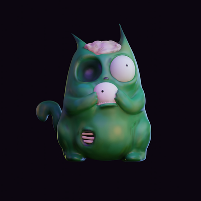 3D Exploding Kitten 3d board game character design modelling