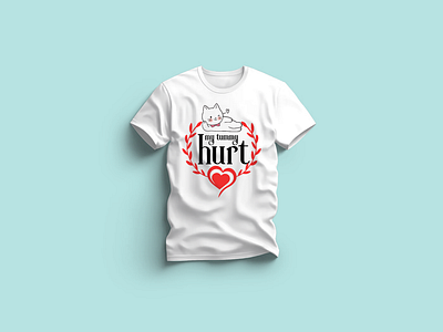 My tummy Hurt funny kawaii pet T-shirt Design branding cat clothing design floral funny graphic design illustration kawaii kitten kitty logo love my tummy hurt pet pets tshirt design typography vector