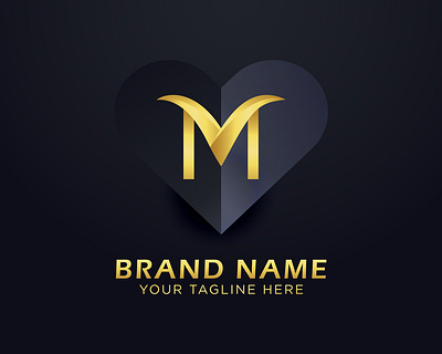 Vector letter M gold luxury logo abstract symbol