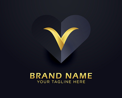 Vector letter V gold luxury logo art logo