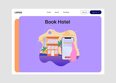 Book Hotel Online animation design hotelbooking illustration ui uiux ux web