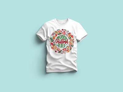 Merry Christmas Y'all T-shirt Design branding clothing emblem graphic design illustration logo merry christmas merry christmas t shirt pattern tshirt typography vector xmas