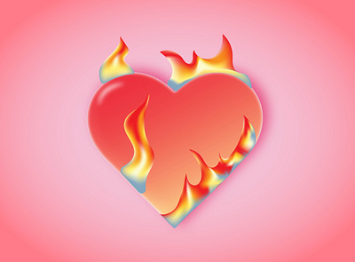 Fire flame on heart graphic design