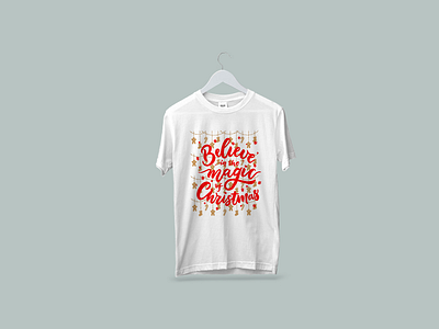 Believe in the Magic Christmas T-shirt Design believe branding christmas christmas t shirt clothing design graphic design illustration logo magic motion graphics tshirt typography ui vector xmas