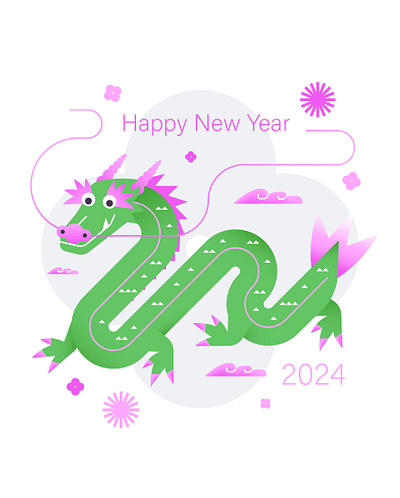 Happy New Year, NEW YEAR EVE 2024 2024 animation branding dragon dragon year graphic design illustration logo motion graphics new year new year eve ui vector