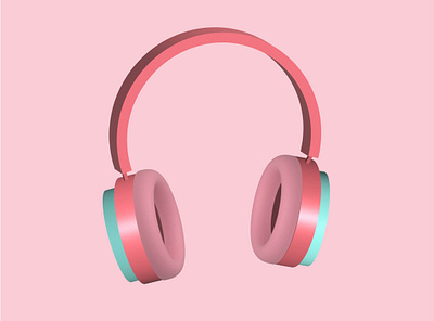 3D Pink Headphone 3d