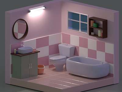 3D Bathroom 3d animation bathroom blender isometric pastel toilet