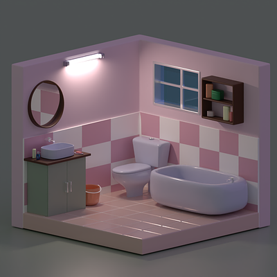 3D Bathroom 3d animation bathroom blender isometric pastel toilet