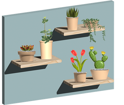 3D Render of Plant on Shelf 3d