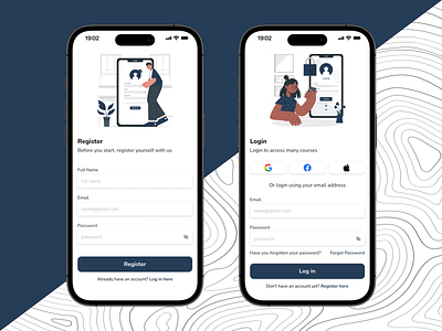 Register & Login login mobile register ui uiux designer ux
