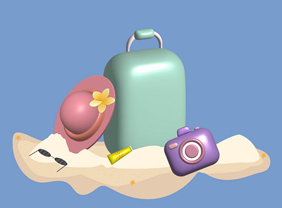 3D Beach vacation illustration