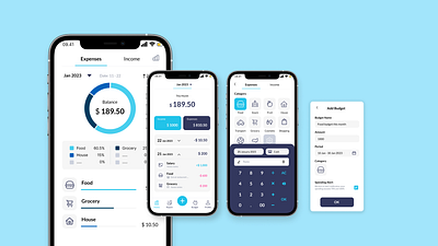 Expenses Tracker App Design —​ ​UI UX Case Study graphic design ui