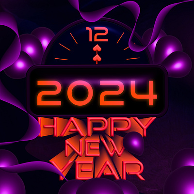 HAPPY NEW YEAR. 2024 3d dribbble graphic design happy happy new year happynewyear illustrator socialmedia socialmediapost