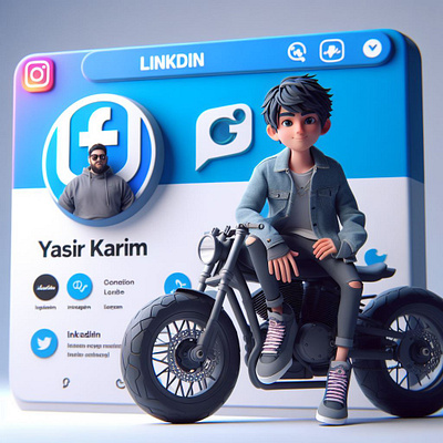 3D illustration of an animated character Social media 3d animation graphic design