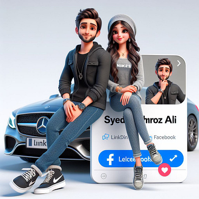 3D illustration of an animated character Social Media Name 3d animation graphic design ui