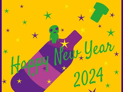 Carte de voeux Nouvel An 2024 / new year 2024 greeting card graphic design illustration vector
