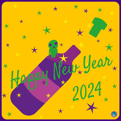 Carte de voeux Nouvel An 2024 / new year 2024 greeting card graphic design illustration vector