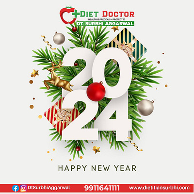 Dietitian Surbhi New Year Wishes branding graphic design