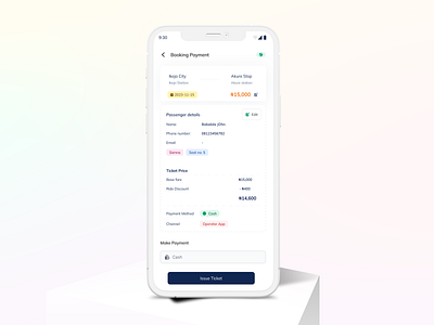 Payment Collection UI app bookingapp busticket cash payment ui design minimal mobile app productdesigner ticketapp travelapp ui uiux uiuxdesigner