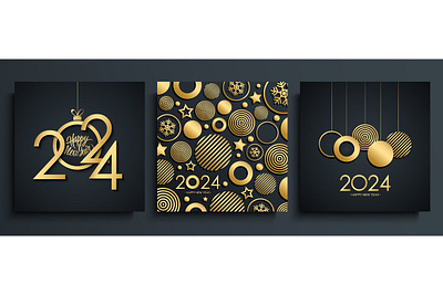 2024 and 2023 Happy New Year Set 2023 new year 2024 card 2024 new year 2024 new year card calligraphic calligraphy celebration christmas christmas ball december decoration greeting card handwritten happy happy new year holiday illustration party lettering new year card photo overlay