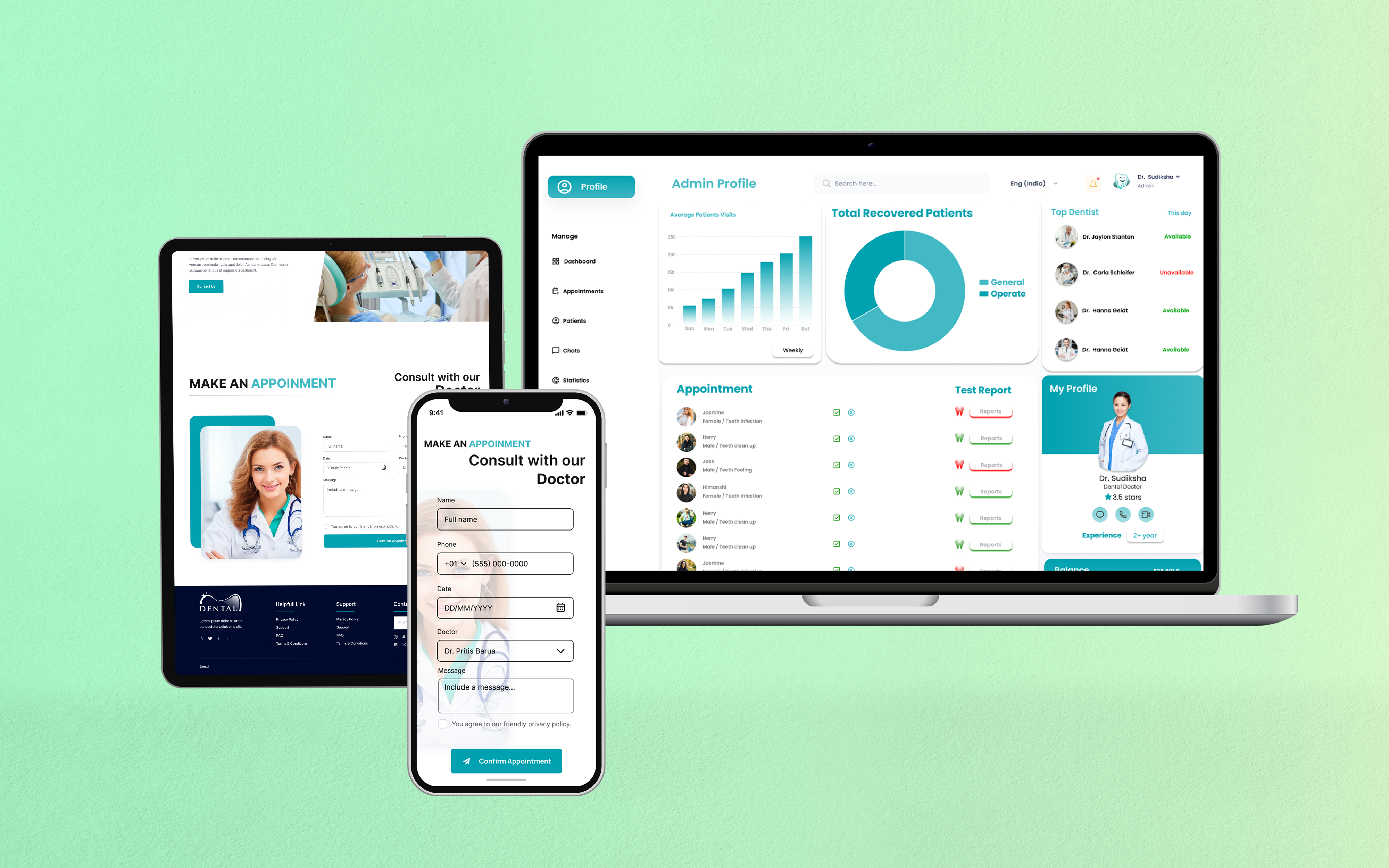 Dental Smile Web, Dashboard and UI Design branding design graphic design logo newdesign ui uidesign uiux