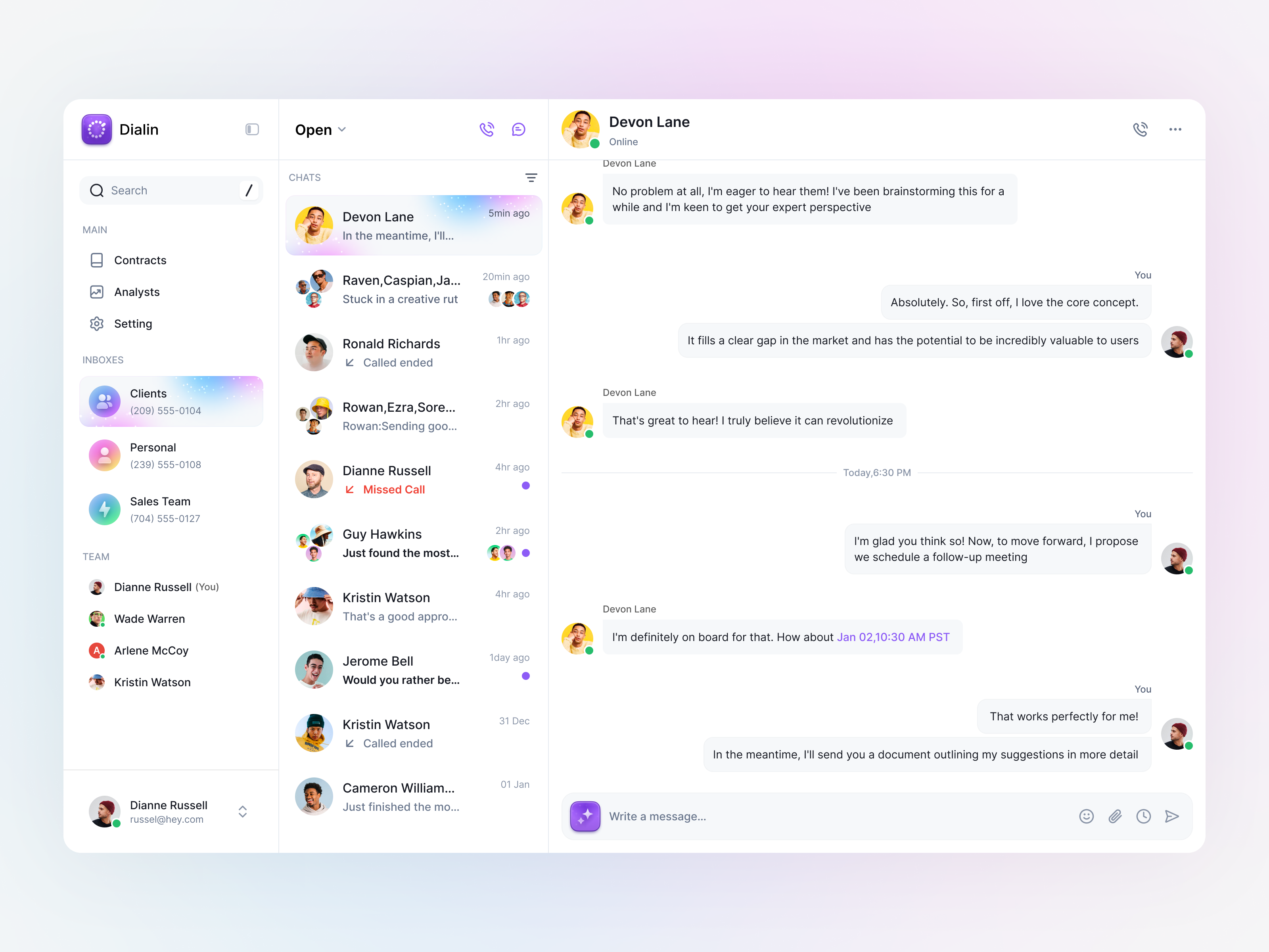 Dialin.AI: Inbox ai ai app ai assistant configurations dashboard data dashboard design inbox interface product product design saas saas design sajon table ui ui design ux ux design web