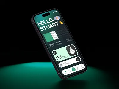 Financie - Finance Management Mobile App app budget chart clean dark design finance funds graph green management minimalistic mobile mockup money portfolio track transaction ui ux