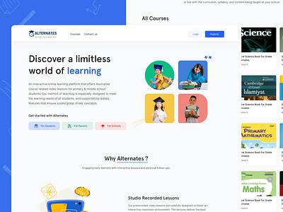 Alternates - Landing Page for an Online Learning Platform branding graphic design learning learning management system lms logo motion graphics online learning ui ux