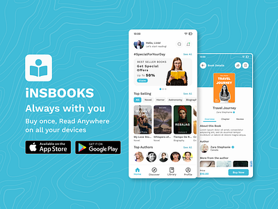 iNSBOOKS - BOOK STORE MOBILE APPS apps design cover design mobile design uiux design visual design
